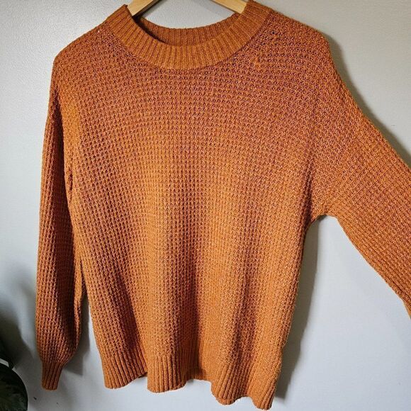 EUC AMERICAN EAGLE OUTFITTERS CAMEL WAFFLE KNIT CREW NECK PULLOVER SWEATER XS - Picture 8 of 13